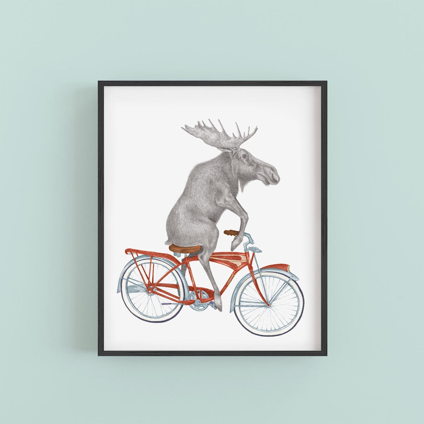 Hand-drawn pencil illustration of Murray Maynooth Moose, Central & Gus 8x10 art print on 318gsm cotton paper in protective cello