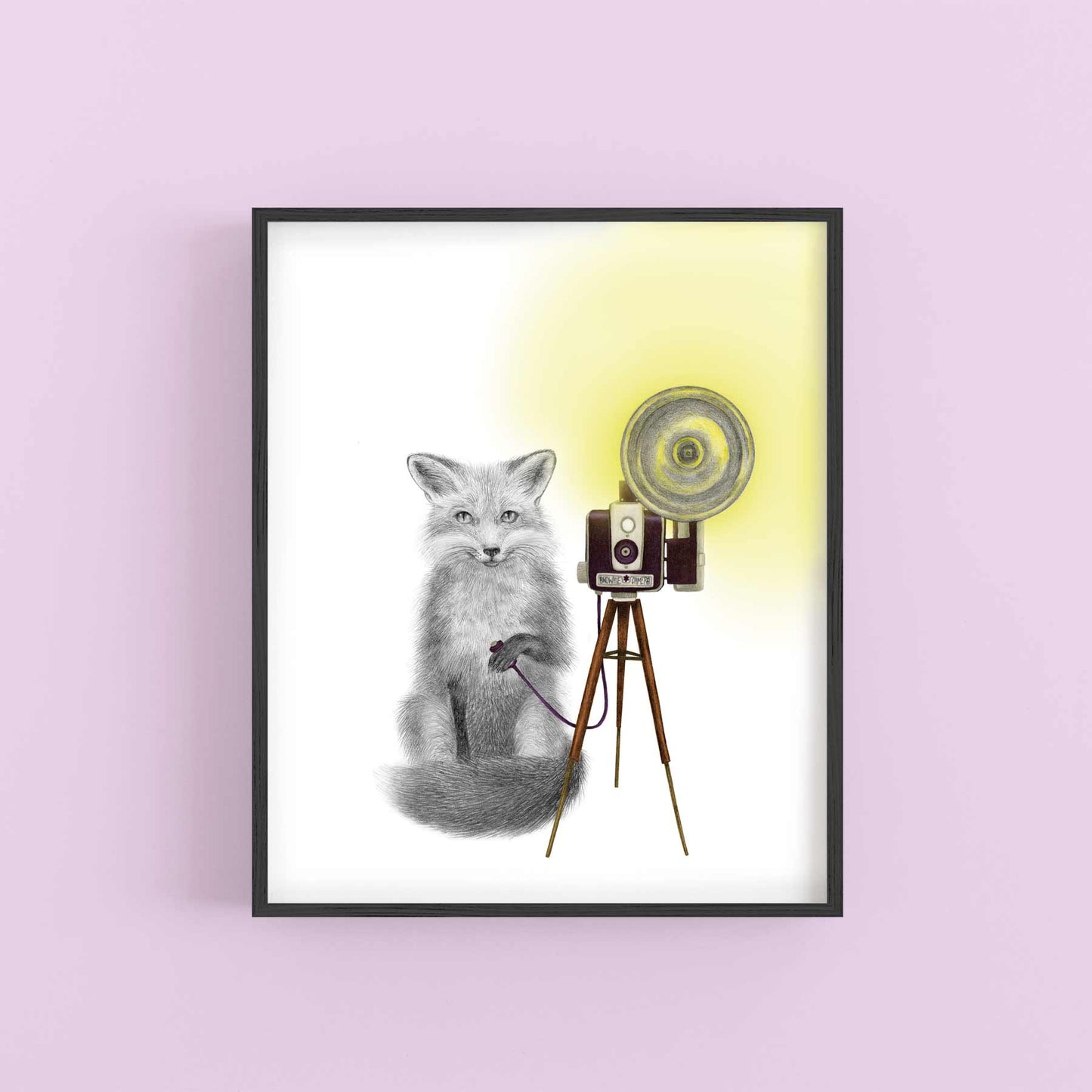 Hand-drawn pencil illustration of Quinn Bancroft Red Fox, Central & Gus 8x10 art print on 318gsm cotton paper in protective cello