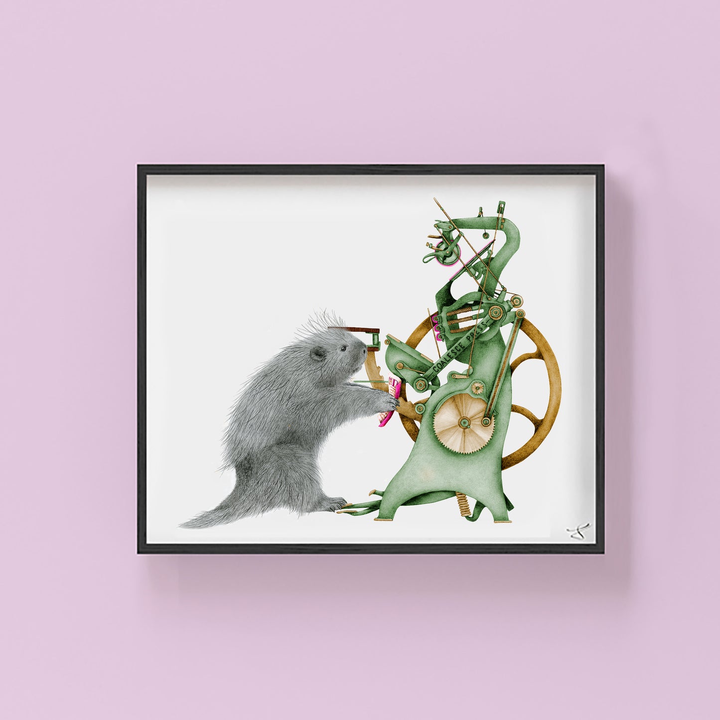 Hand-drawn pencil illustration of Reuben Gutenberg Porcupine, Central & Gus 8x10 art print on 318gsm cotton paper in protective cello