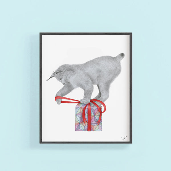 Hand-drawn pencil illustration of Hank Wythenshawe Canadian Lynx, Central & Gus 8x10 art print on 318gsm cotton paper in protective cello