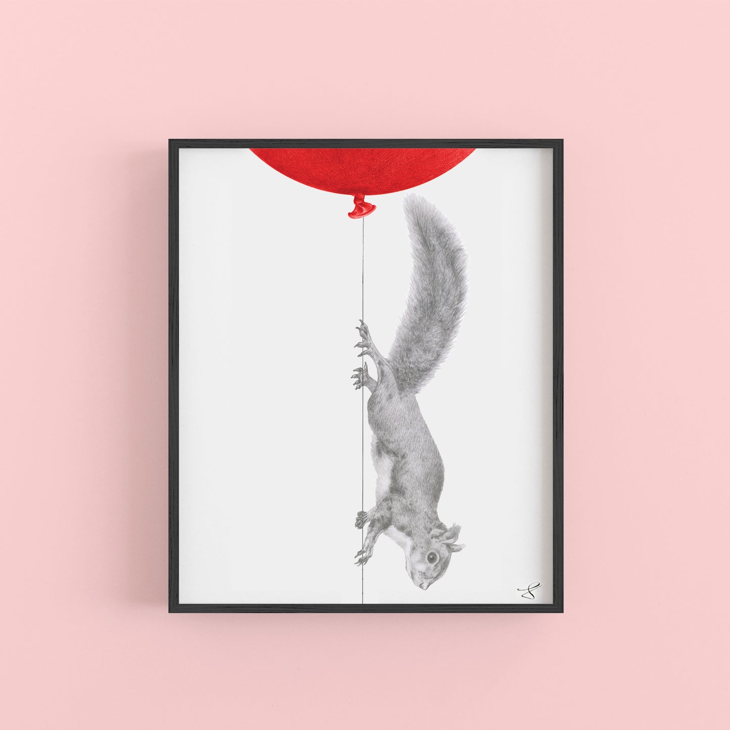 Hand-drawn pencil illustration of James Willoughby Red Squirrel, Central & Gus 8x10 art print on 318gsm cotton paper in protective cello
