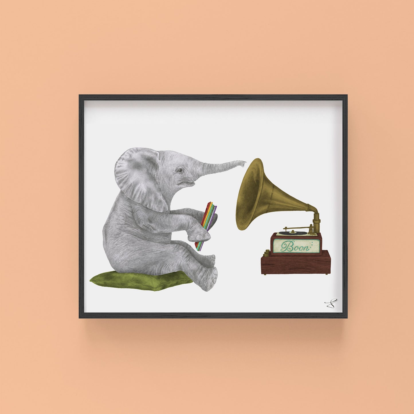 Hand-drawn pencil illustration of Newton Chapel African Elephant, Central & Gus 8x10 art print on 318gsm cotton paper in protective cello