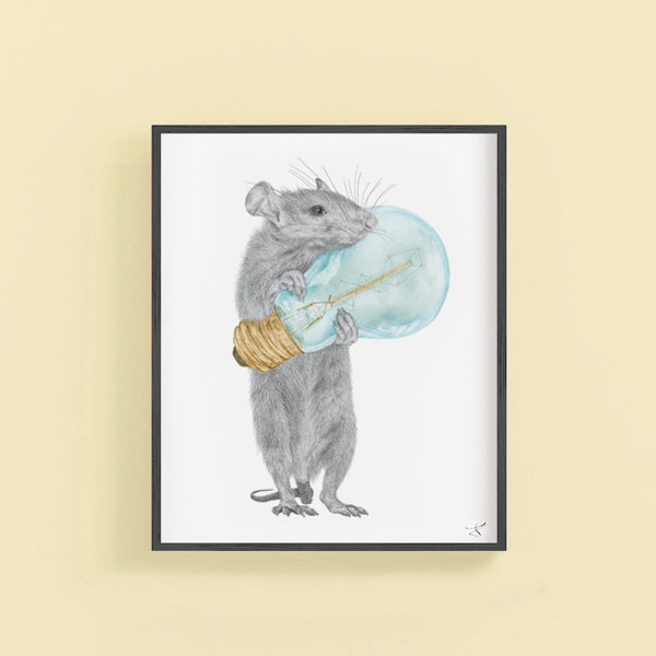 Hand-drawn pencil illustration of Griffith SucreCoeur Rat, Central & Gus 8x10 art print on 318gsm cotton paper in protective cello