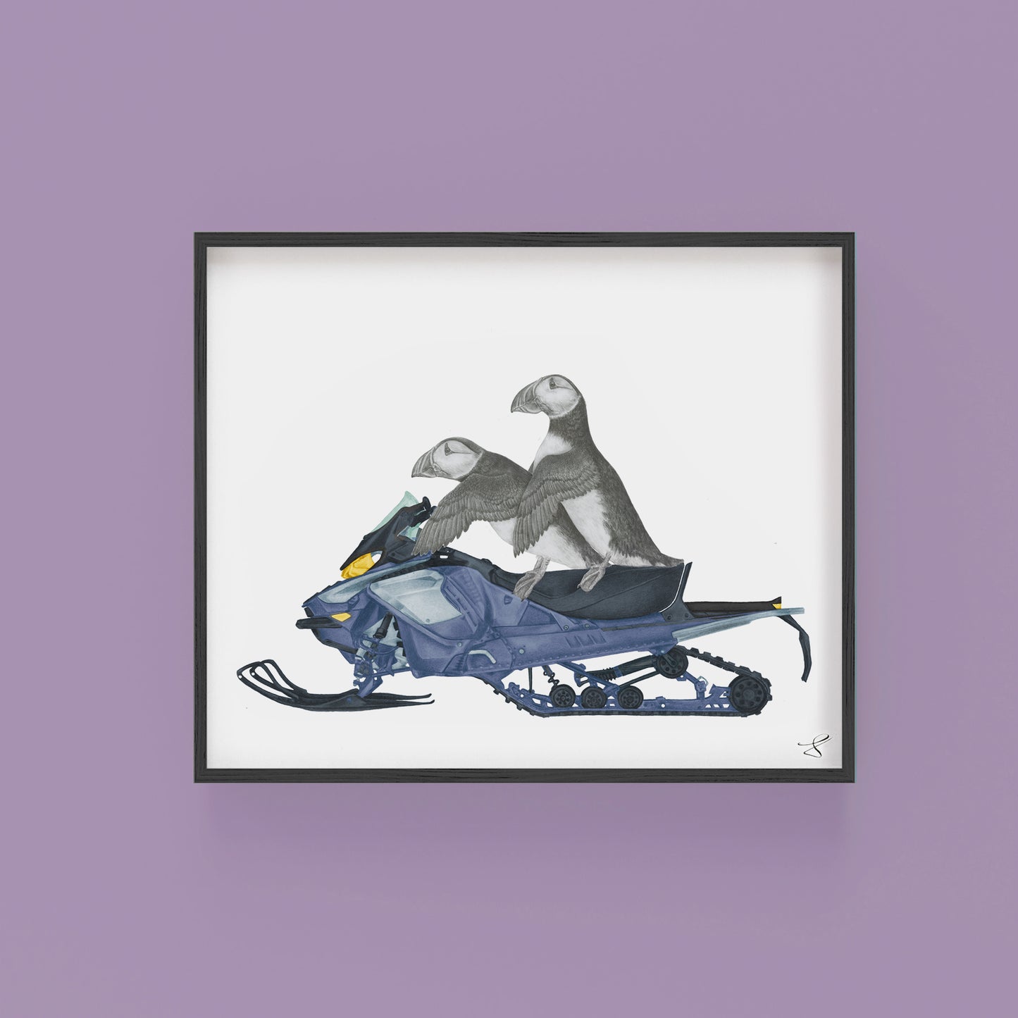 Hand-drawn pencil illustration of Hazel & Filbert Ensueno Puffin, Central & Gus 8x10 art print on 318gsm cotton paper in protective cello