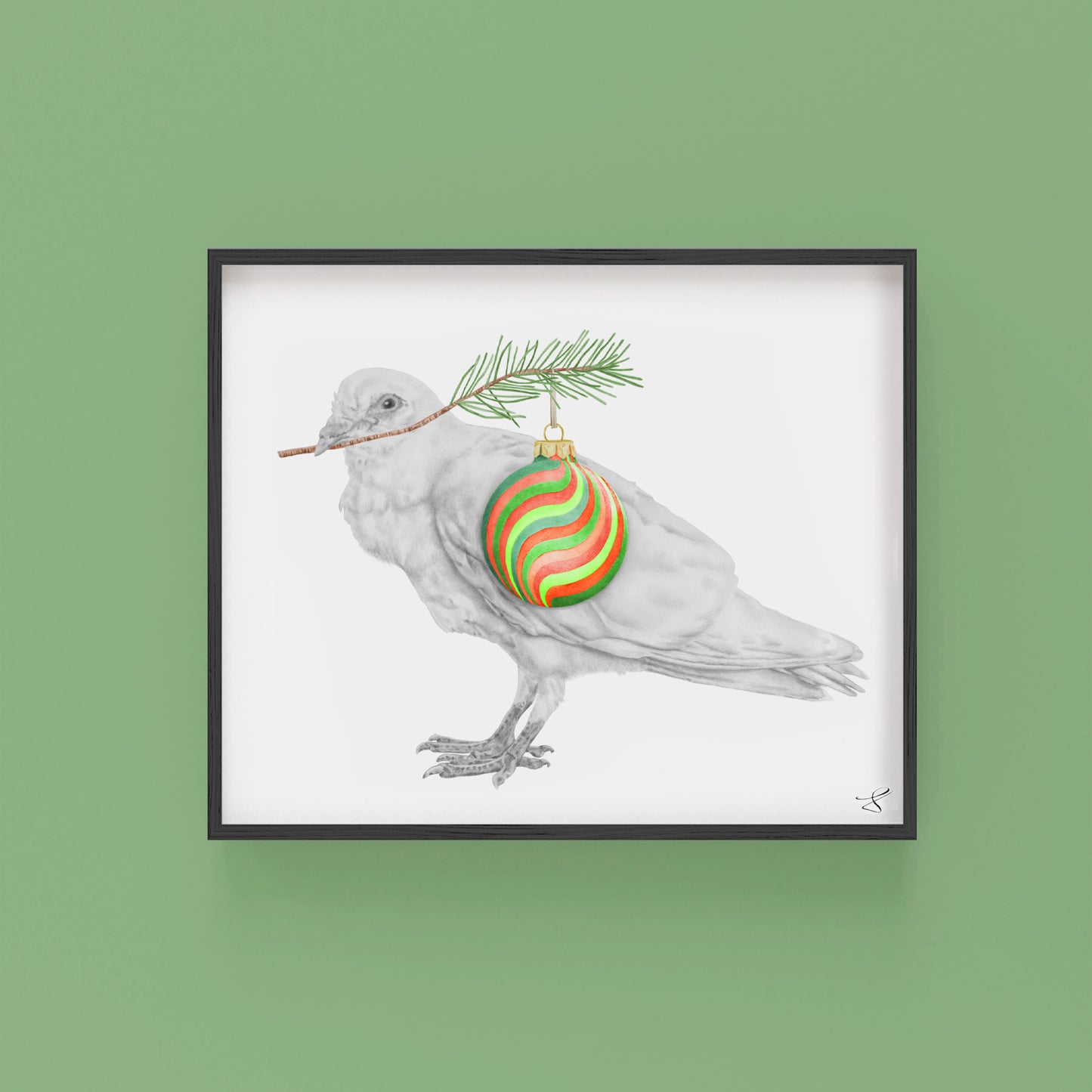 Hand-drawn pencil illustration of Edward (Teddy) Mhor Dove, Central & Gus 8x10 art print on 318gsm cotton paper in protective cello