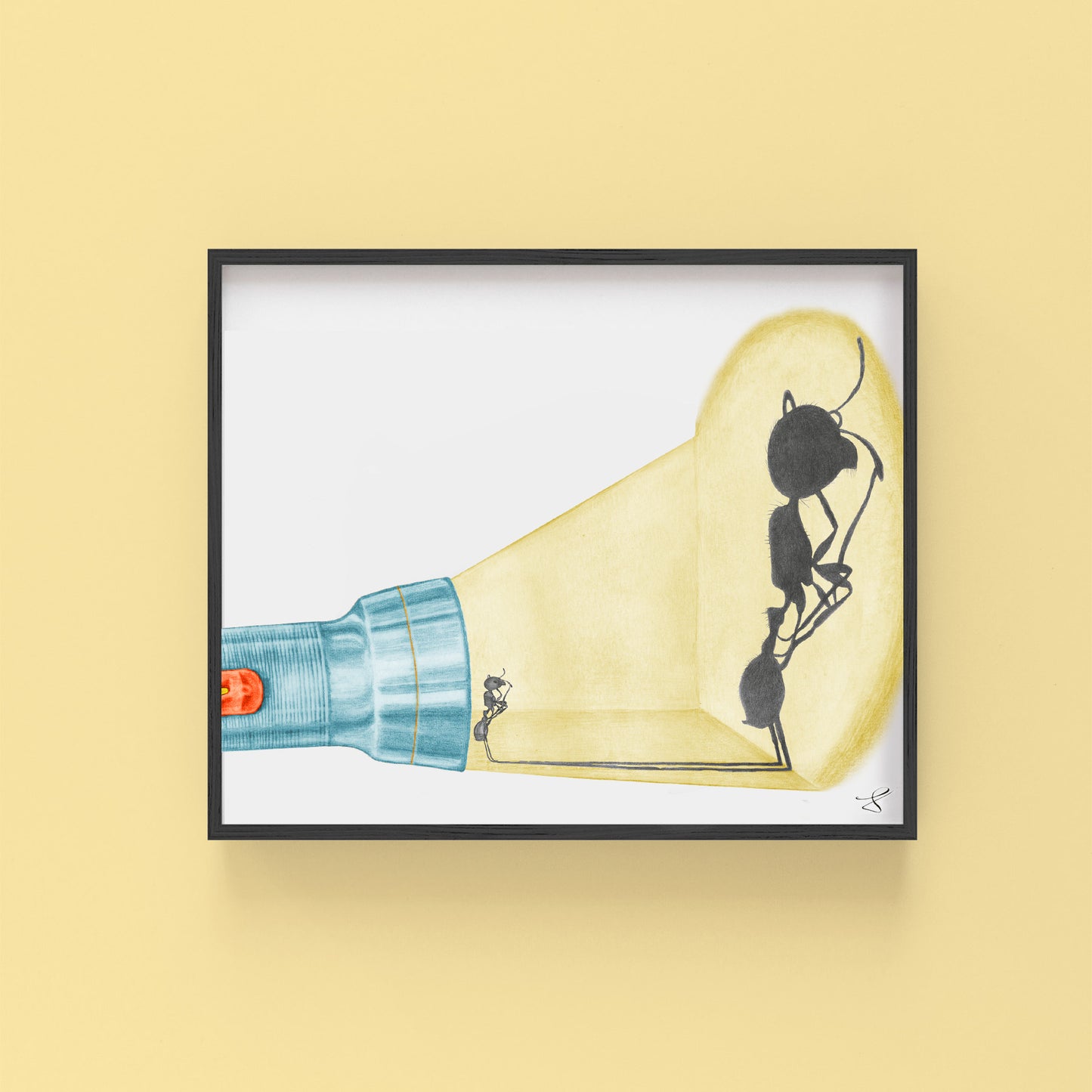 Hand-drawn pencil illustration of Hugo Moonshot Florida Harvester Ant, Central & Gus 8x10 art print on 318gsm cotton paper in protective cello