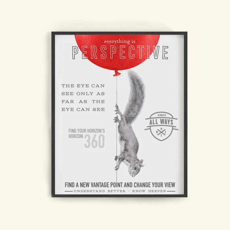 Hand-drawn pencil illustration of James Willoughby Red Squirrel, Central & Gus motivational poster on cotton paper, ships in mailing tube