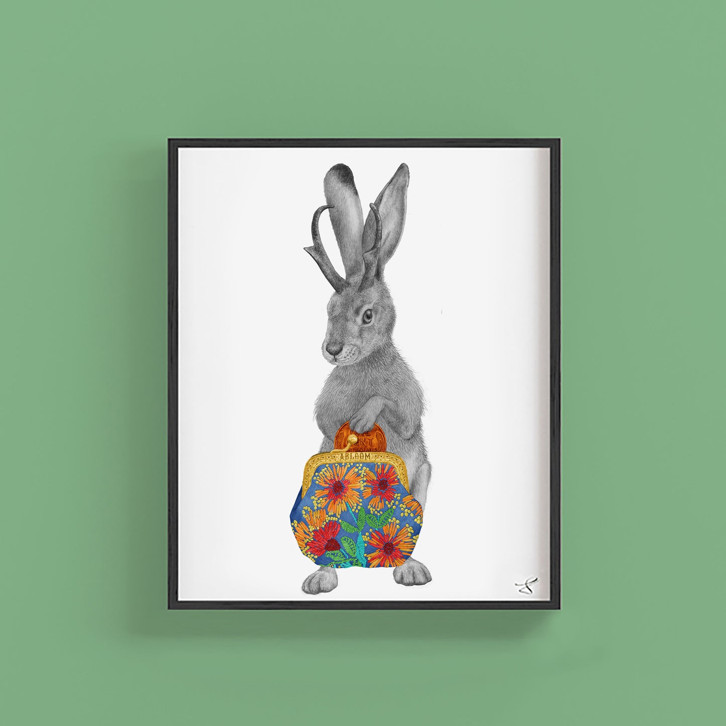 Hand-drawn pencil illustration of Tomorrow Northfield Jackalope, Central & Gus 8x10 art print on 318gsm cotton paper in protective cello