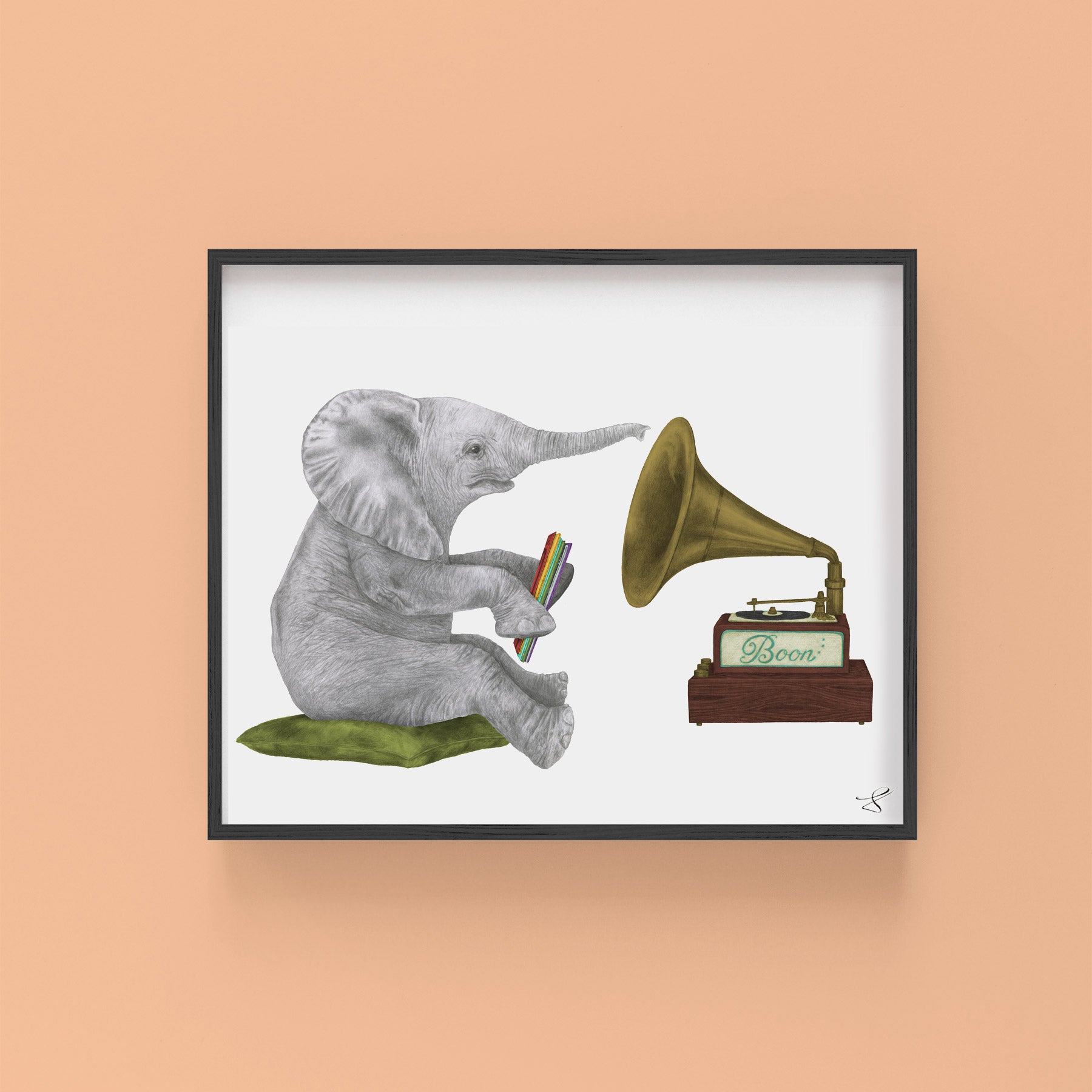 Hand-drawn pencil illustration of Newton Chapel African Elephant, Central & Gus 8x10 art print on 318gsm cotton paper in protective cello