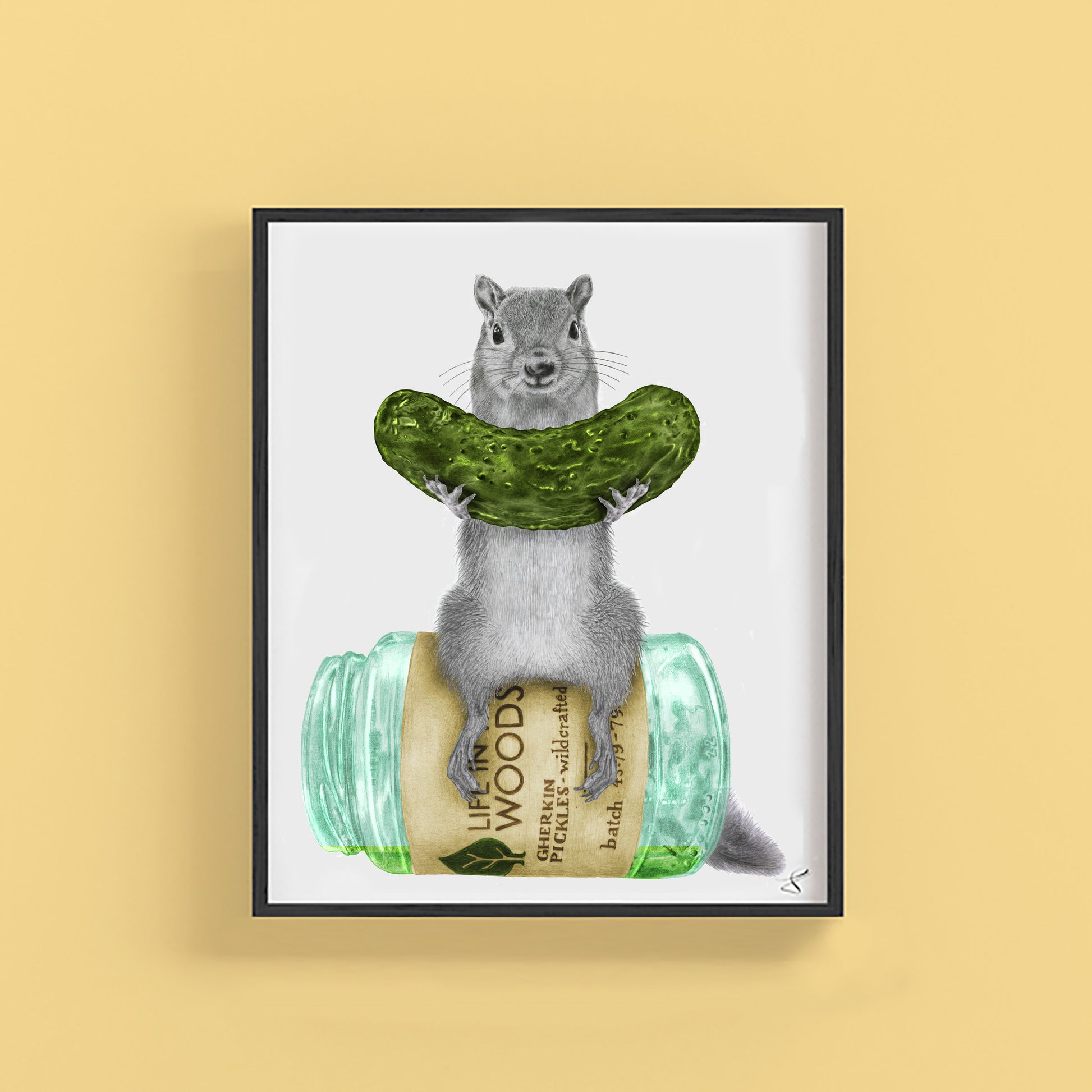 Hand-drawn pencil illustration of Violet Mortimer Fox Squirrel, Central & Gus 8x10 art print on 318gsm cotton paper in protective cello