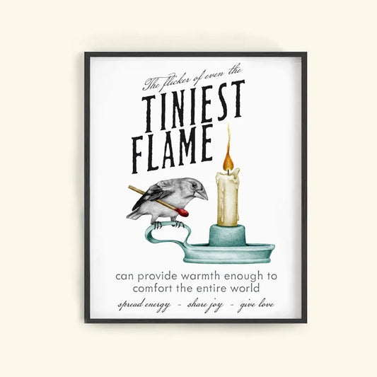 Hand-drawn pencil illustration of Thomasin Healing Evening Grosbeak, Central & Gus motivational poster on cotton paper, ships in mailing tube